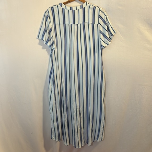 Women’s Jamie & Layla Blue Striped Shirt Dress Button Front Belted Size XL - Picture 6 of 7